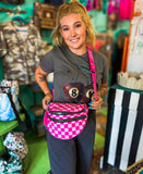 Showoff Sidekick Purse• Hot Pink Checkered