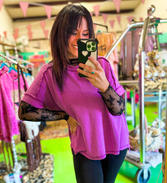 Sunset Haze Plum Ribbed Top