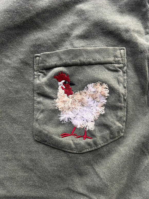 Embroidered Chicken Pocket Tee• Pre Order