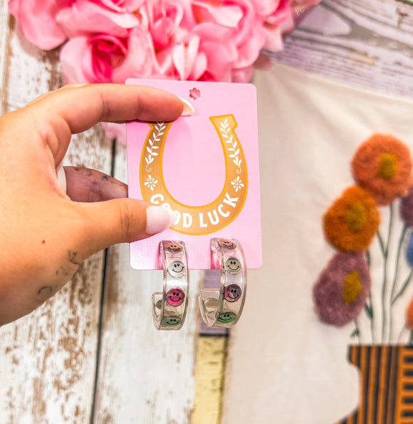 Happy Hustle Acrylic Hoop Earrings