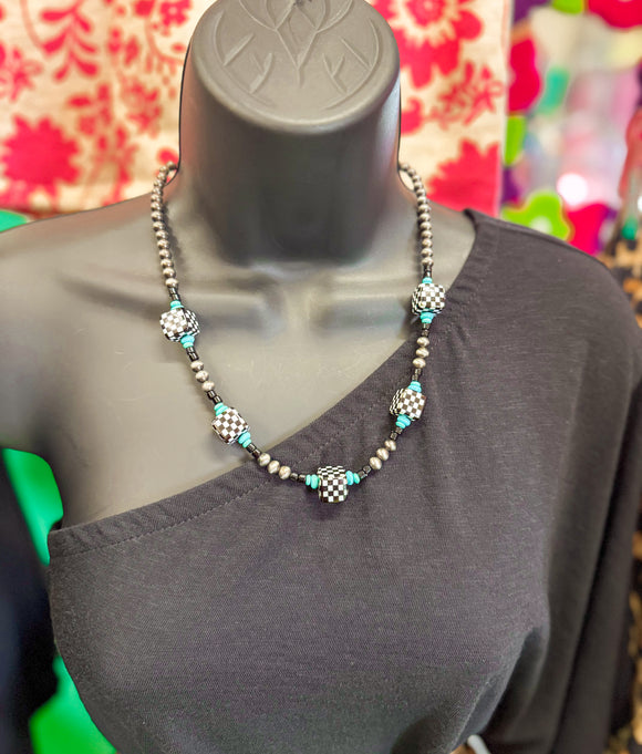 Trendy Gal Checker Necklace